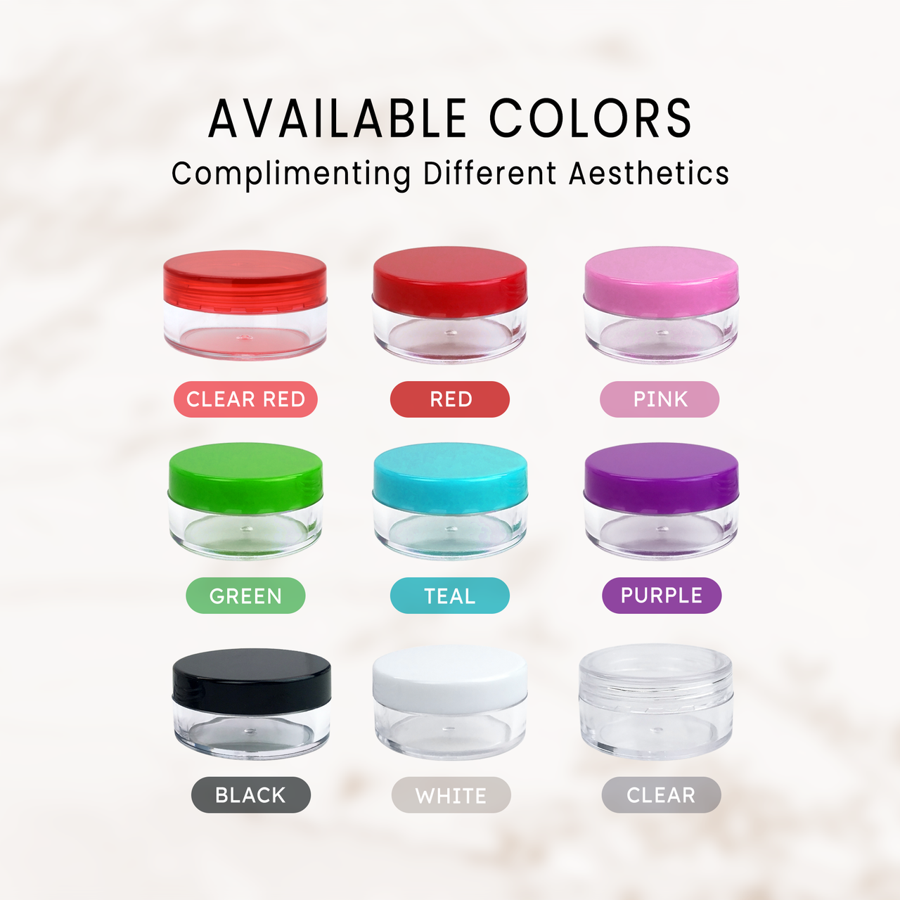 10G/10ML Plastic Clear Cosmetic Sample Jars (Round Top)