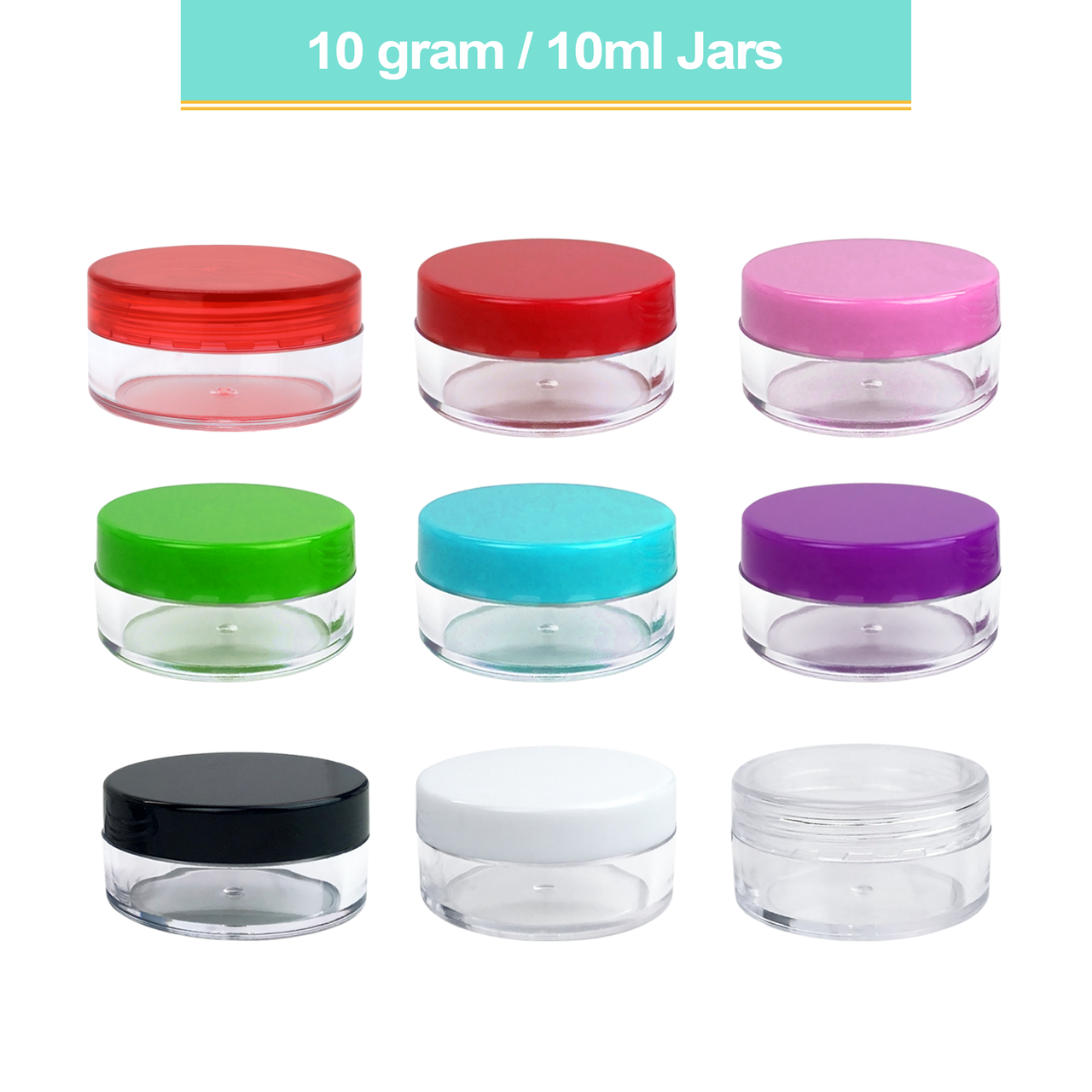 10G/10ML Plastic Clear Cosmetic Sample Jars (Round Top)