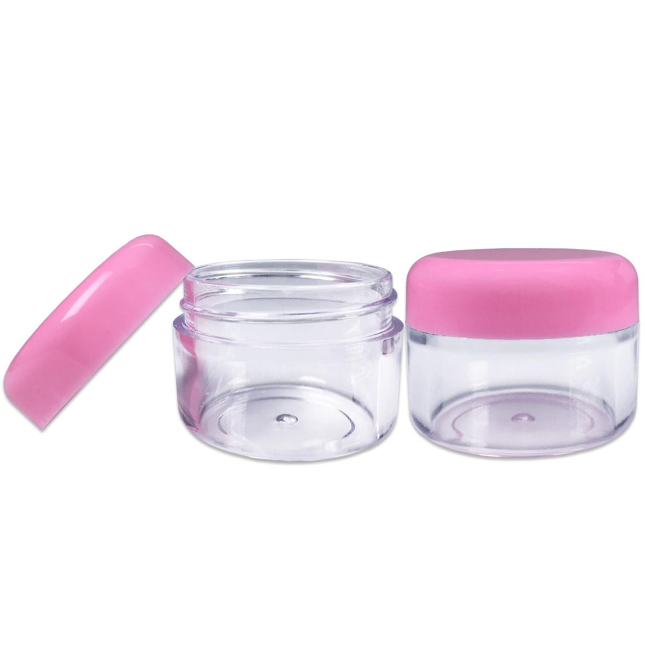 20 Pieces Round Pot Jars Plastic Cosmetic Containers Set with Lid for  Liquid Creams Sample, 20 ml/ 0.7 oz (Pink Lid)