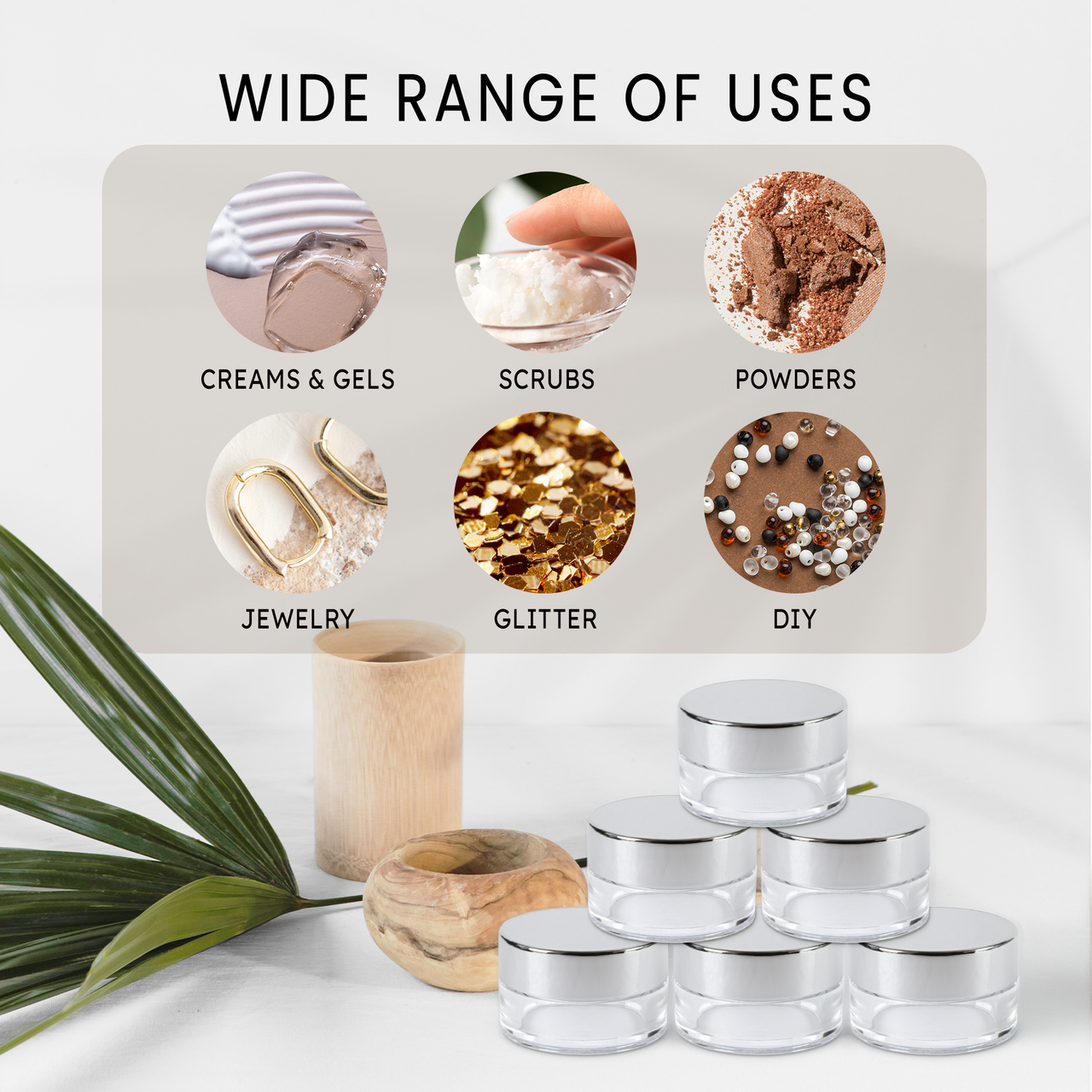 5G/5ML (0.18 oz) Plastic Clear Cosmetic Sample Jars (High Quality)