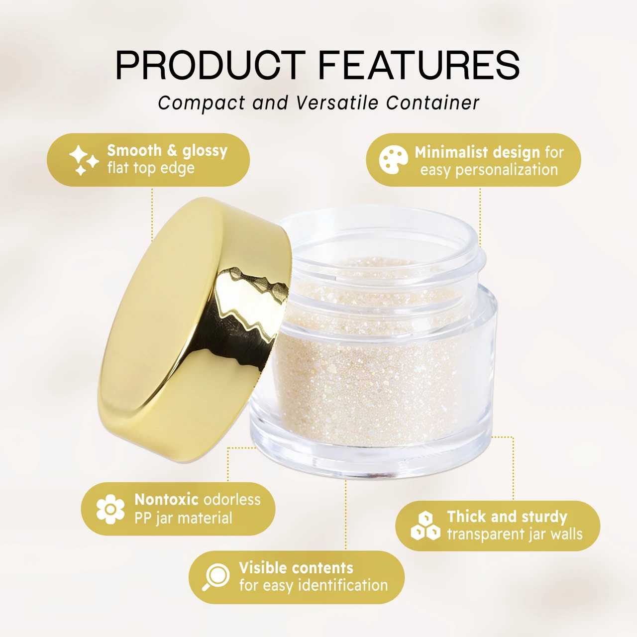 7G/7ML (0.25 oz) Plastic Clear Cosmetic Sample Jars (High Quality)