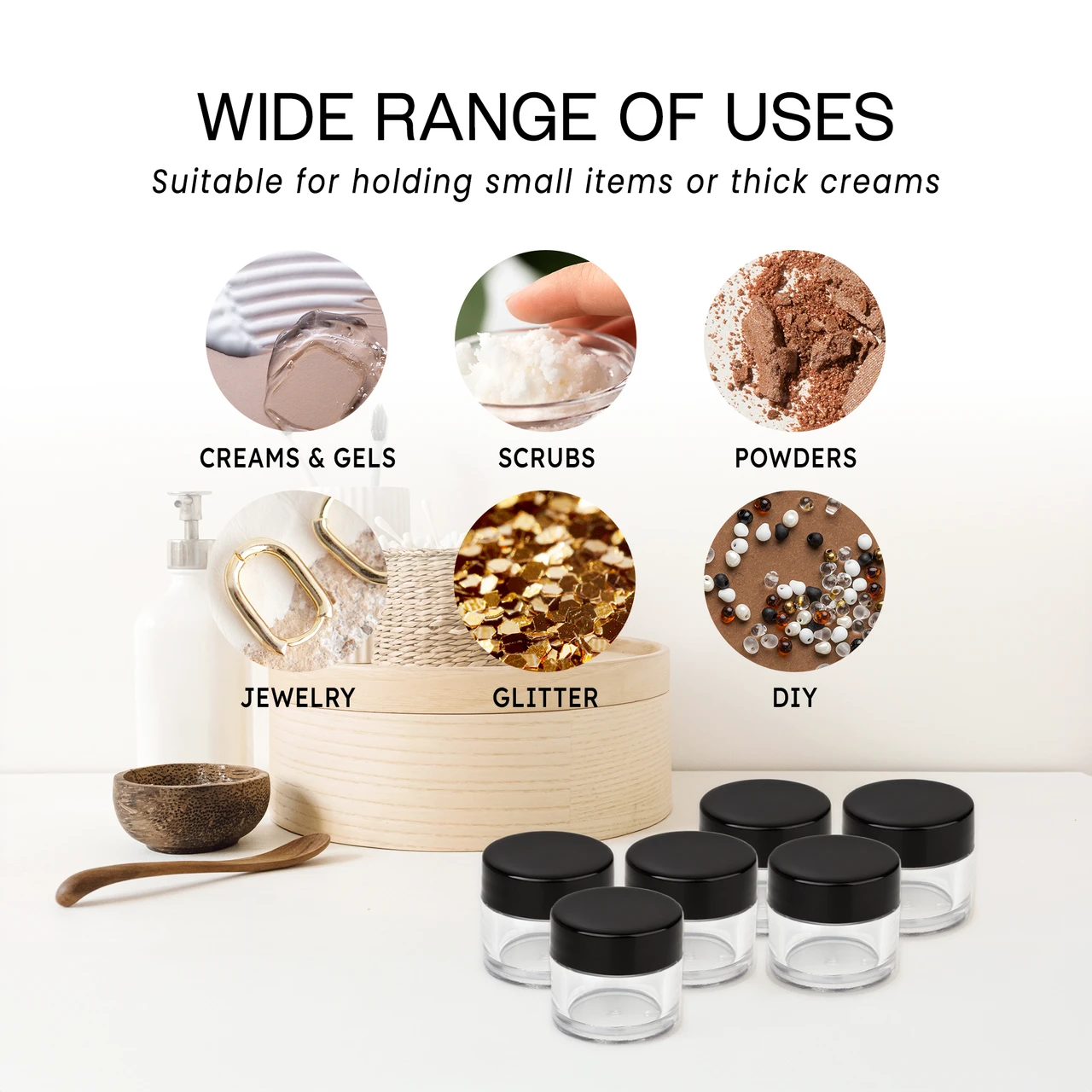 7G/7ML (0.25 oz) Plastic Clear Cosmetic Sample Jars (High Quality)