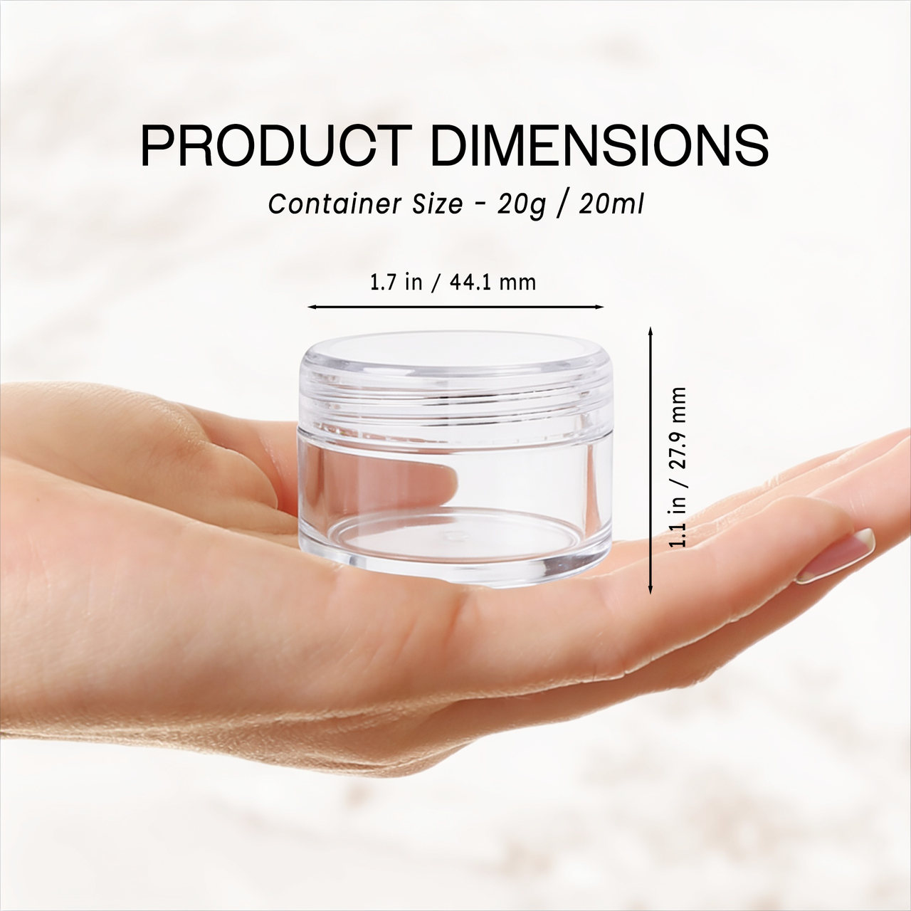 20G/20ML Plastic Clear Cosmetic Sample Jars (Round Top)