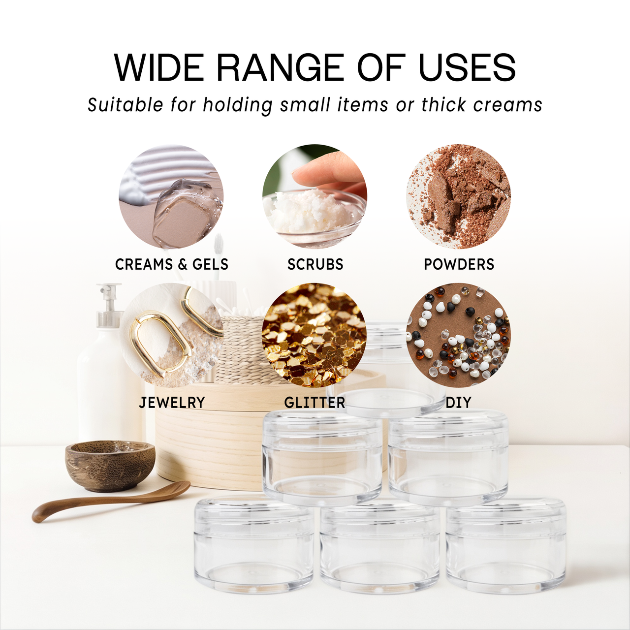 20G/20ML Plastic Clear Cosmetic Sample Jars (Round Top)