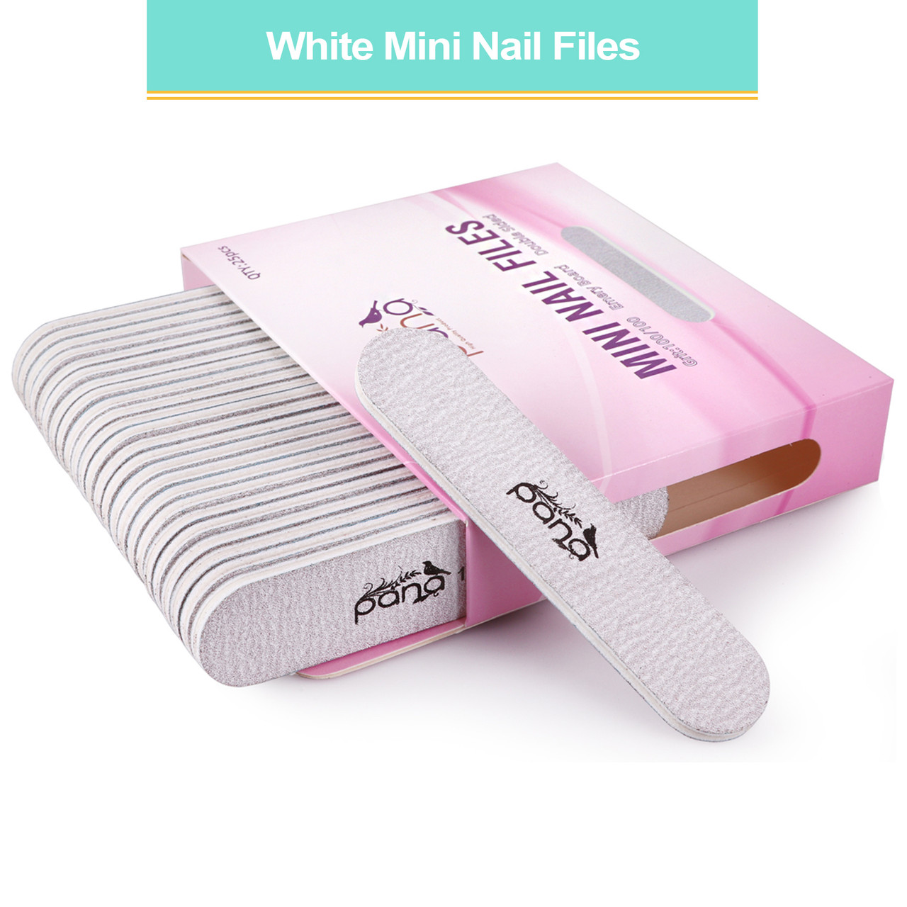 Mini Double Sided Emery Board Nail Files - Zebra (Grits: 80/80 to 180/240)