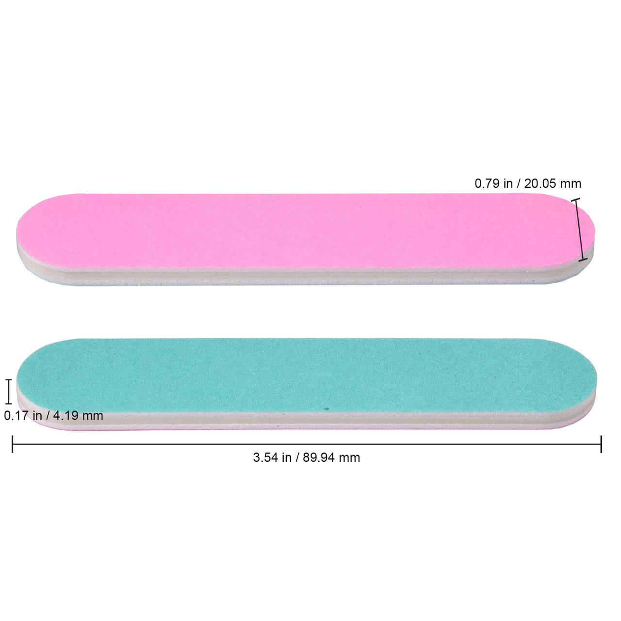 Mini Double Sided Emery Board Nail Files - Pink/Teal (Grits: 80/80 to 180/240)