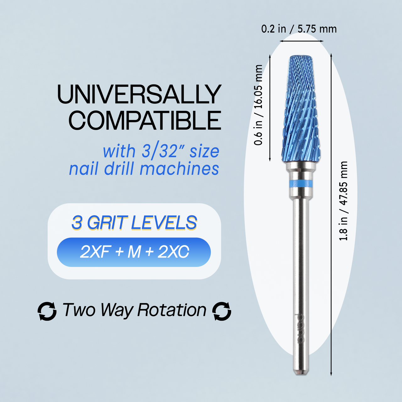 PANA 5-in-1 Pro Upgraded Multi-Function Drill Bit 3/32" Shank Size - (Silver, Blue, Purple, Rose Gold, Black, Rainbow 2X Coarse to 2X Fine) 