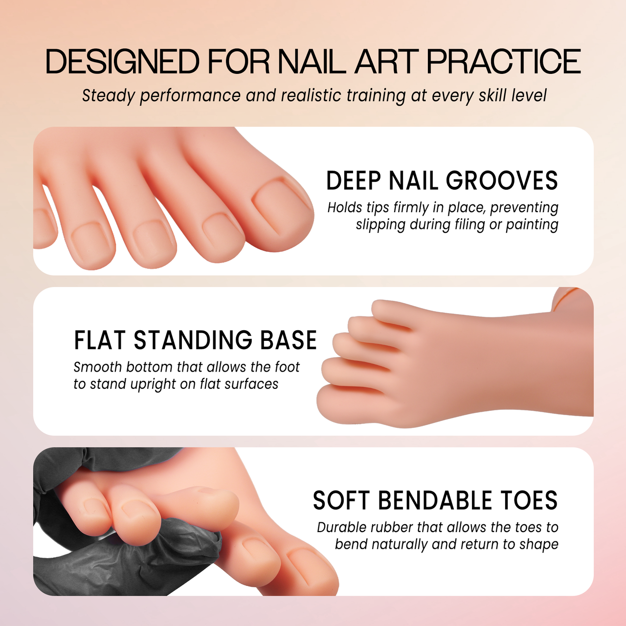 Beauticom Premium Soft Quality Practice Foot Model for Nail Art Practice Training Tool