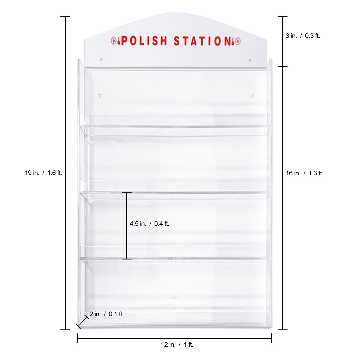 Acrylic Nail Polish Wall-Mounted Rack (Fits up to 32 Bottles)