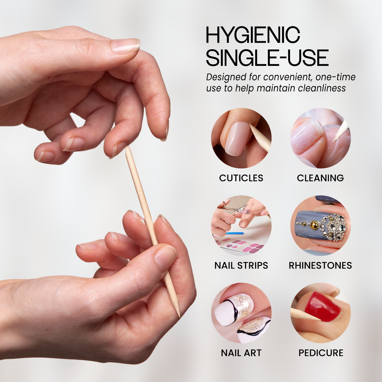 4.5" Wooden Cuticle Pusher Applicator