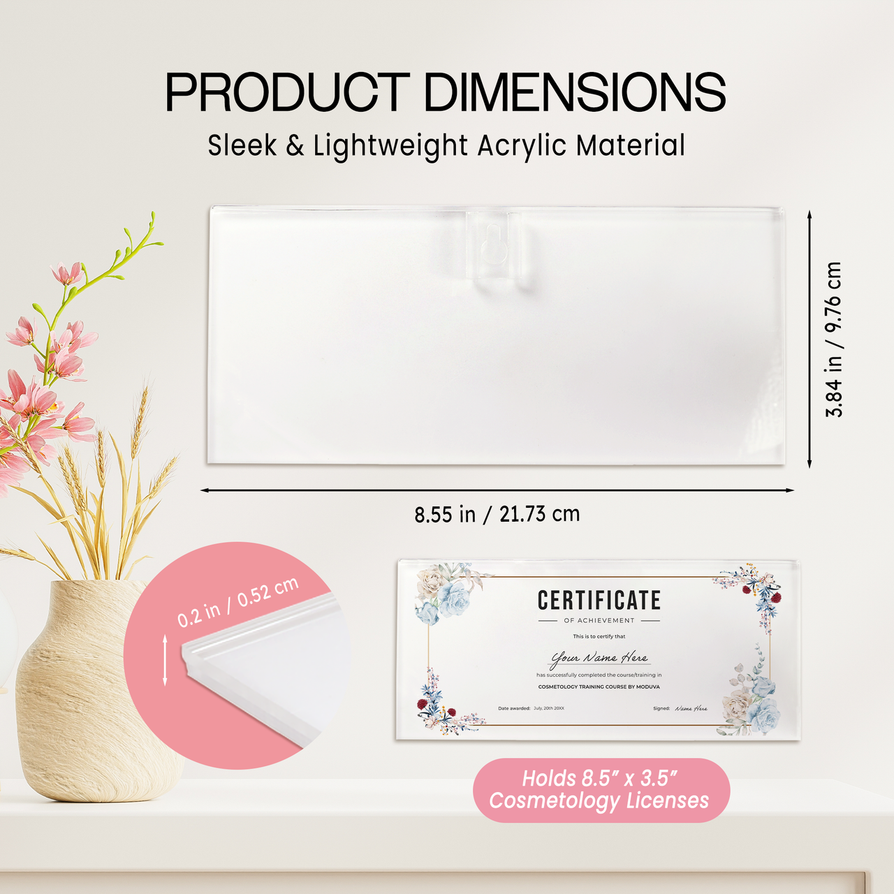 Clear Acrylic Wall Mount Business License Holder Display