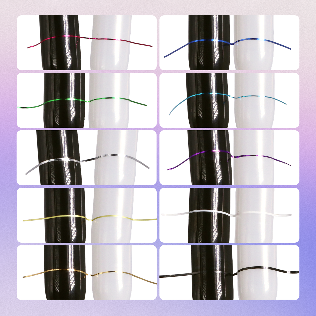 Nail Art Glitter Sticker Strip Tape (Assorted 10 Color Set)