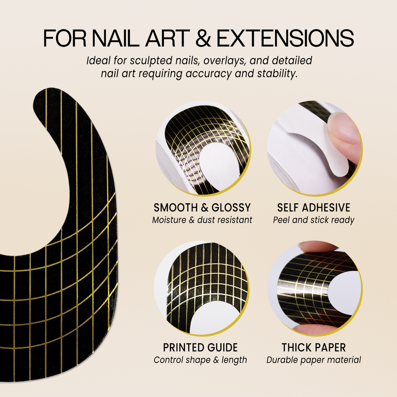 Professional Large Size Nail Form Sticker Guide 