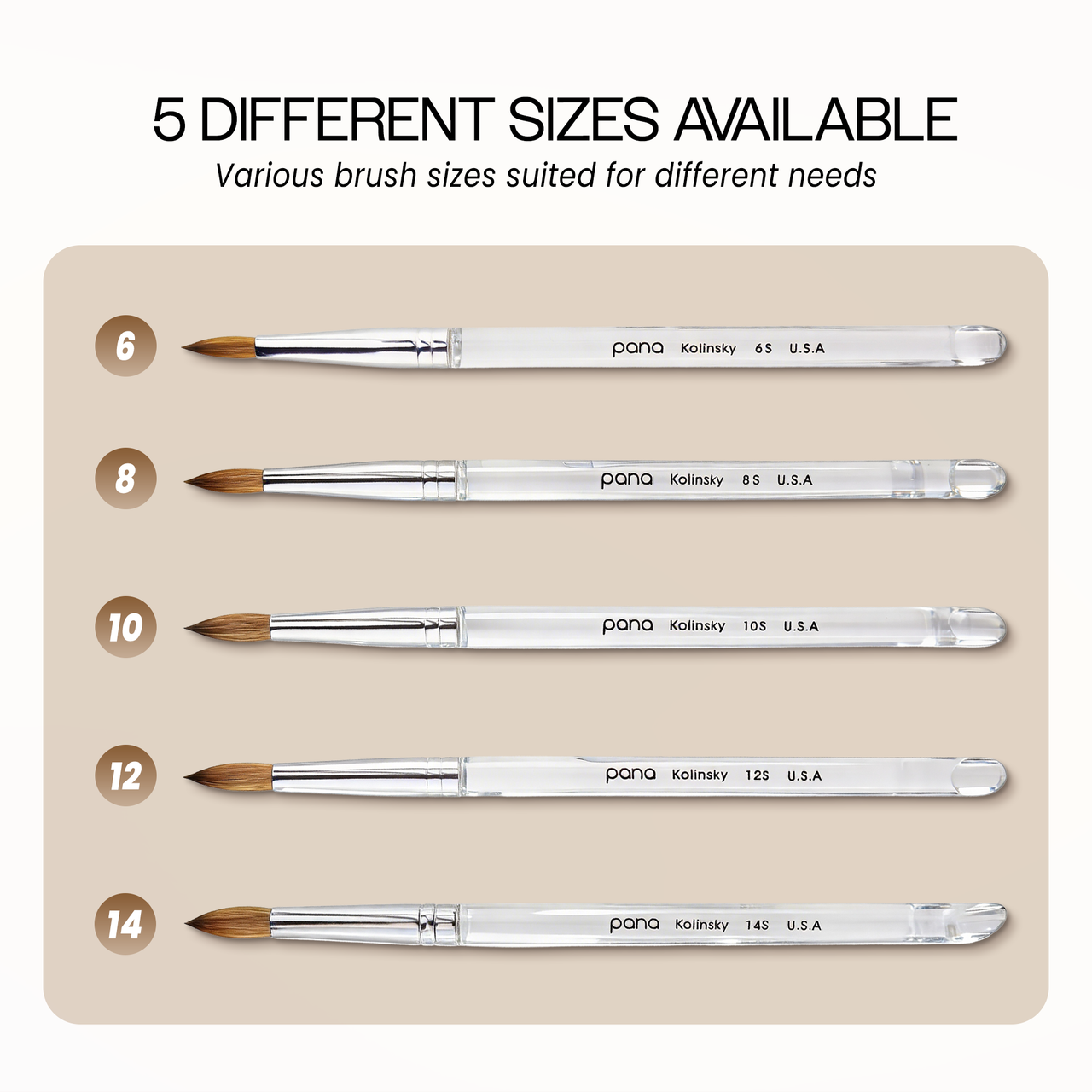 Round Clear Acrylic Kolinsky Brush Handle with Silver Ferrule