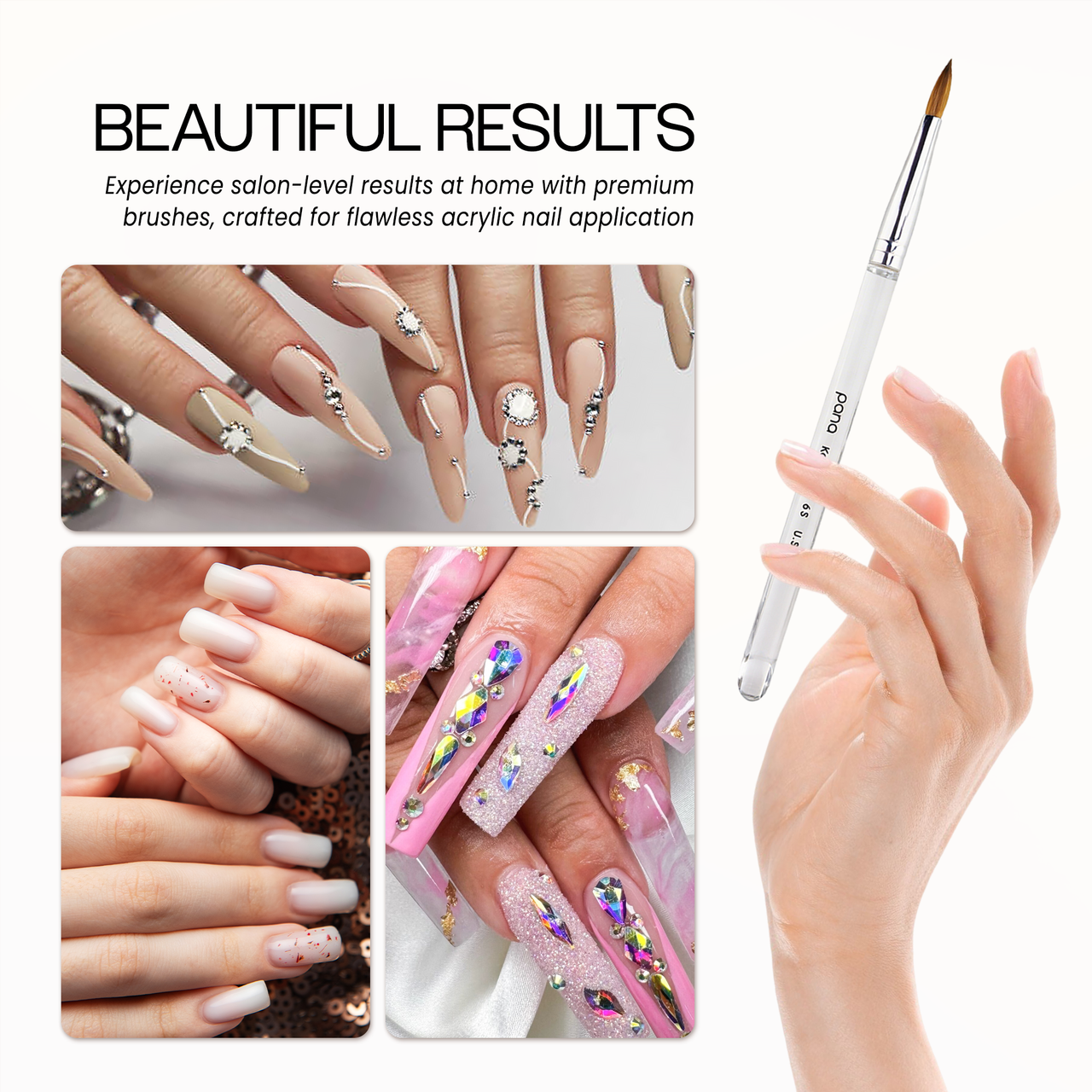 Round Clear Acrylic Kolinsky Brush Handle with Silver Ferrule