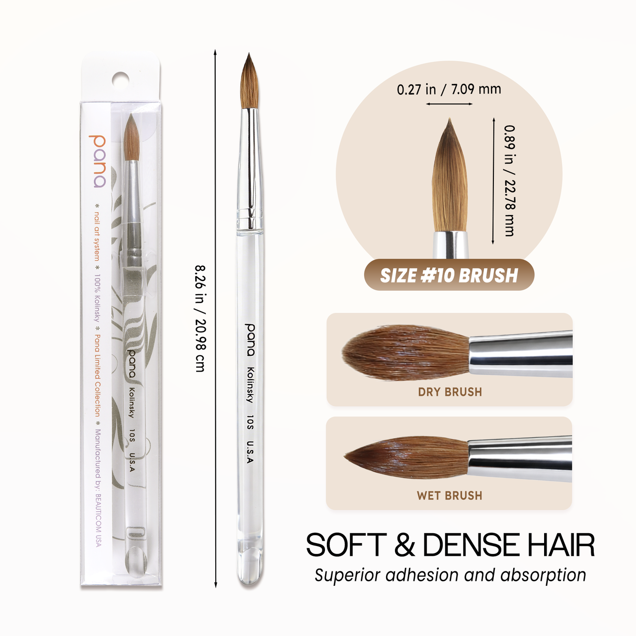 Round Clear Acrylic Kolinsky Brush Handle with Silver Ferrule