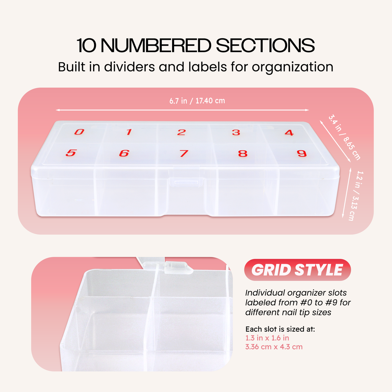 Empty Numbered Nail Art Tip Storage Box Case (Clear or Frosted) Empty Numbered Nail Art Tip Storage Box Case (Clear or Frosted)