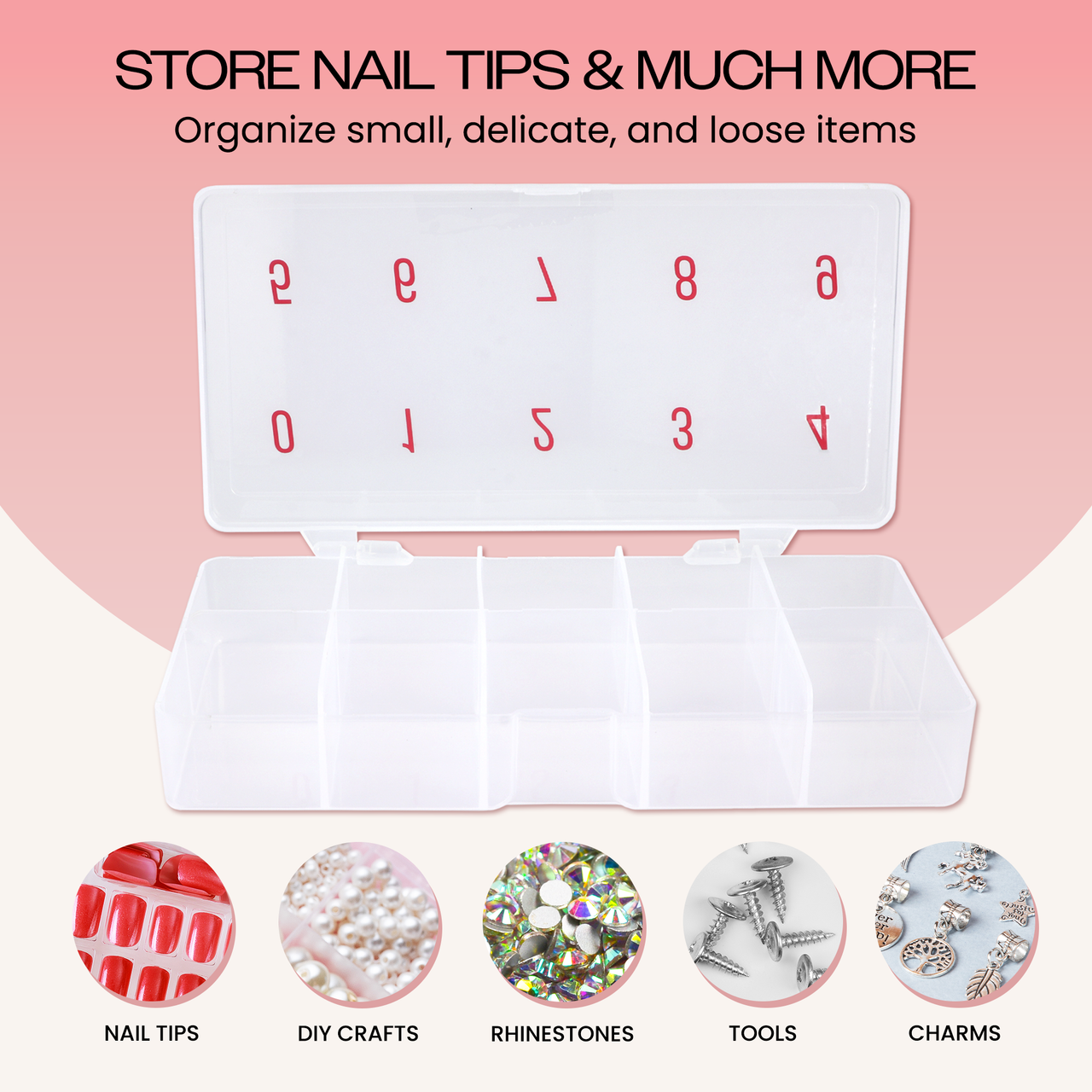 Empty Numbered Nail Art Tip Storage Box Case (Clear or Frosted) Empty Numbered Nail Art Tip Storage Box Case (Clear or Frosted)