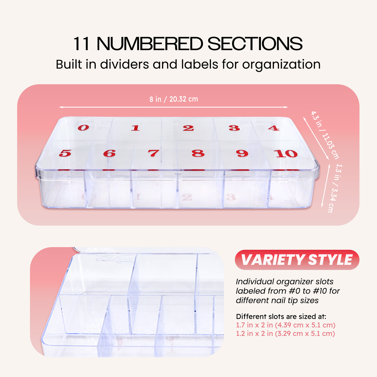 Empty Numbered Nail Art Tip Storage Box Case (Clear or Frosted) Empty Numbered Nail Art Tip Storage Box Case (Clear or Frosted)