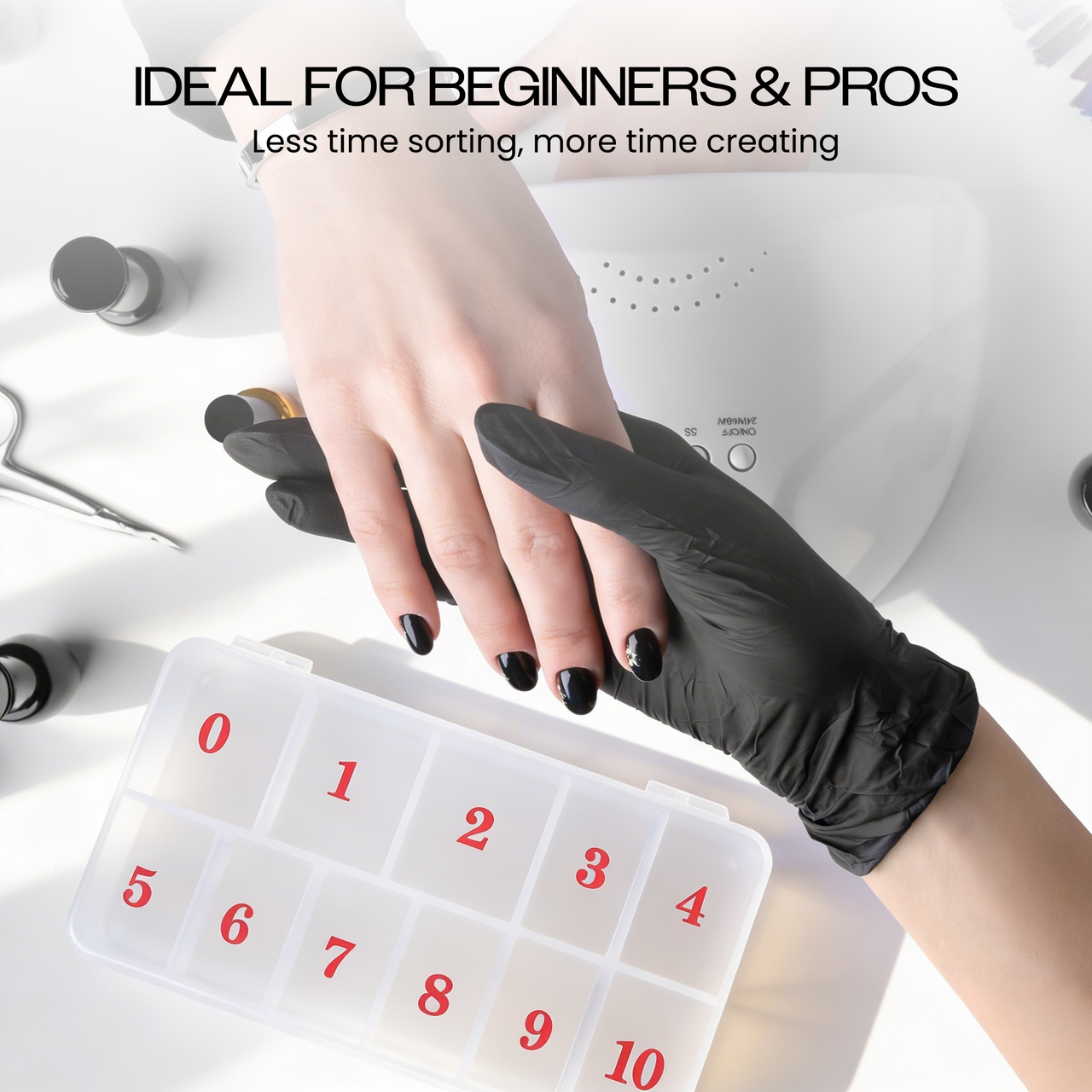 Empty Numbered Nail Art Tip Storage Box Case (Clear or Frosted)