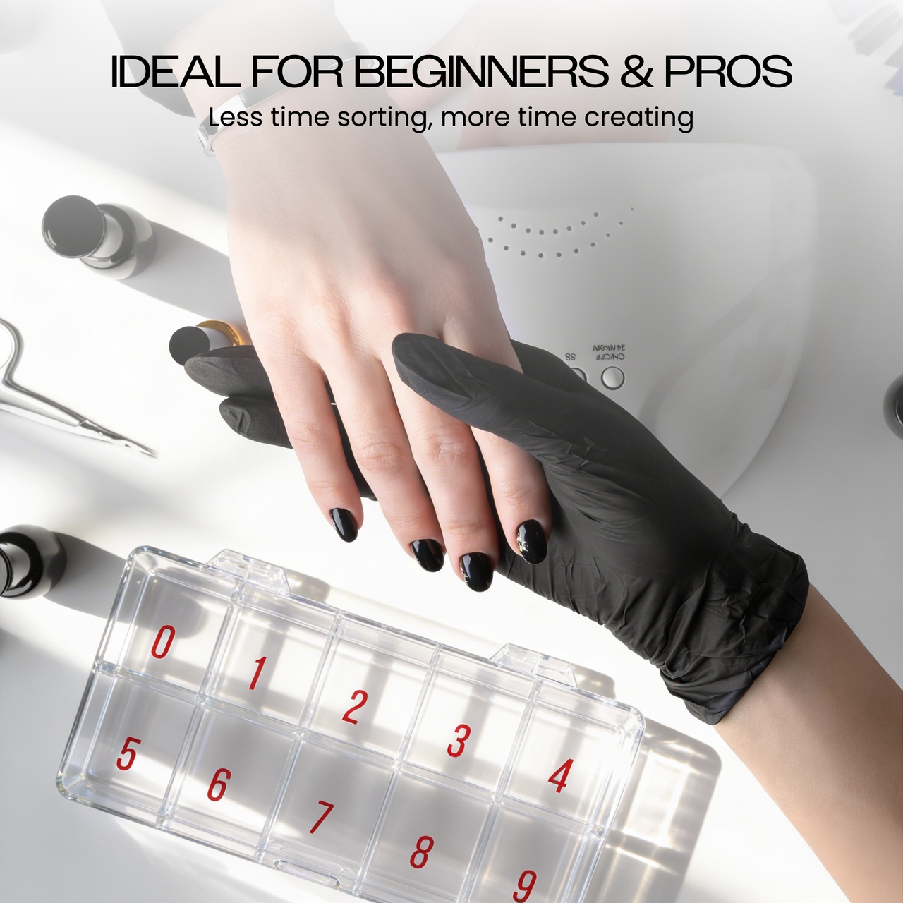 Empty Numbered Nail Art Tip Storage Box Case (Clear or Frosted)