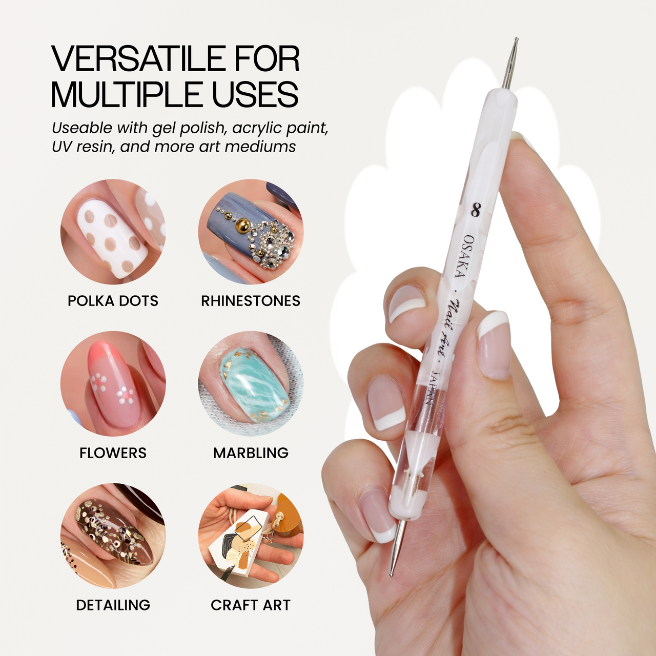 Osaka Nail Art Dotting Tool Marblizer - White (OPA8)