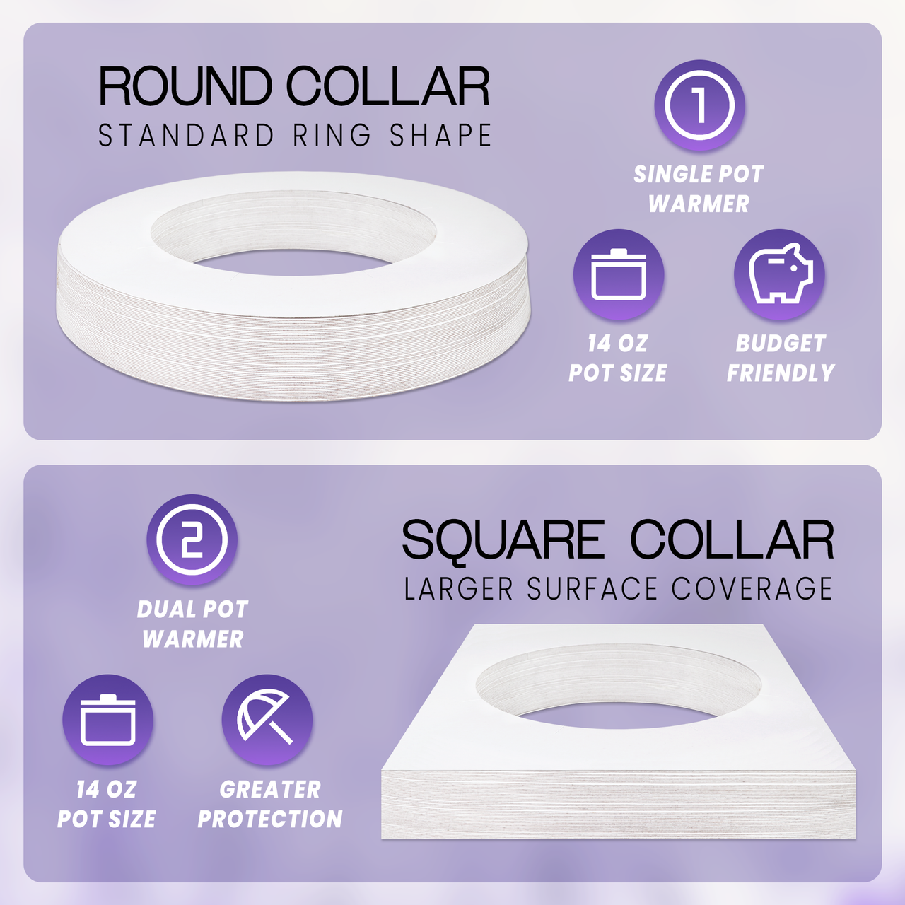 Disposable Wax Warmer Protective Collar Rings for 14 Oz. Wax Can