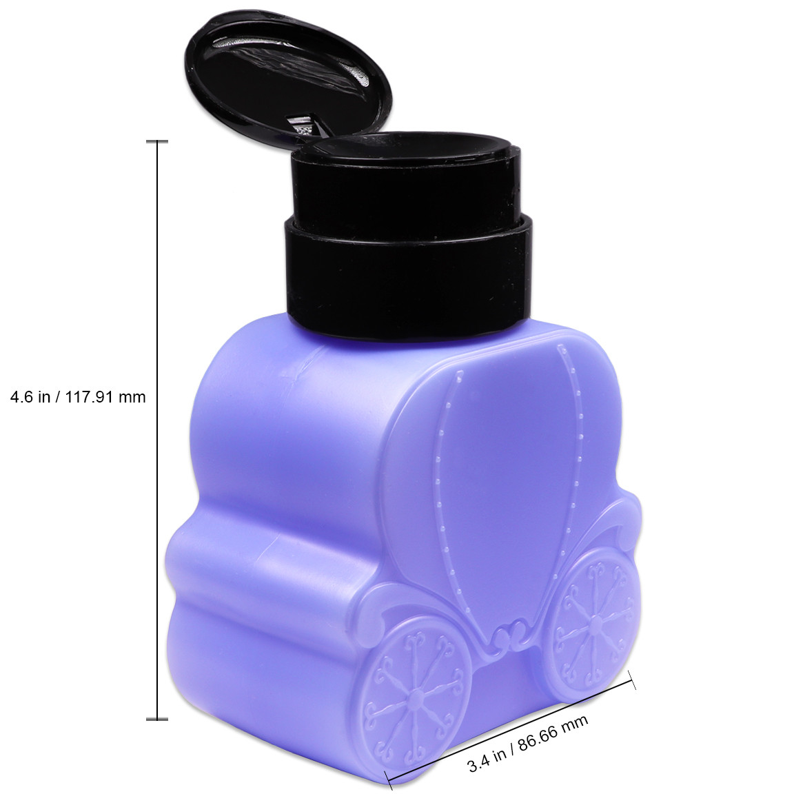 Carriage Shaped 8.5 oz Opaque Push Down Liquid Dispenser Bottle