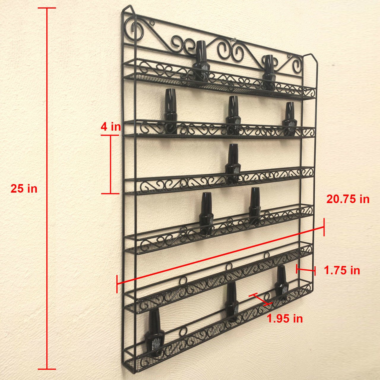 Metal Black Nail Polish Rack Large Display Storage Organizer Wall-mounted |  eBay