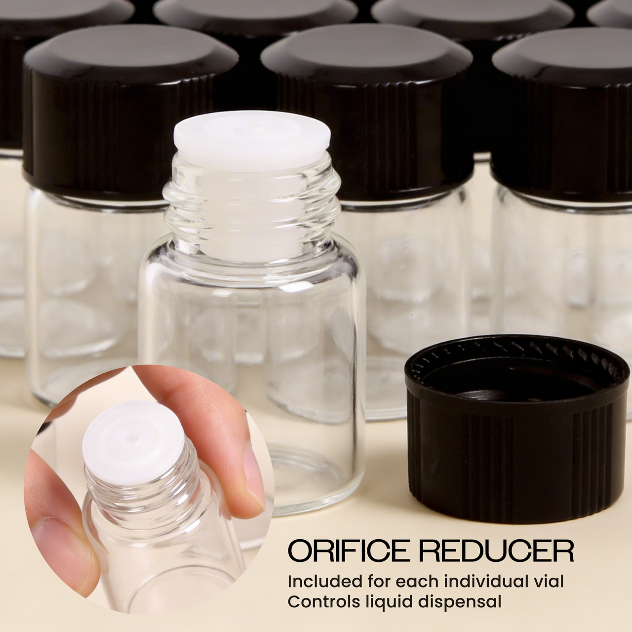 2ML (5/8 Dram)Glass Bottle with Orifice Reducer and Cap