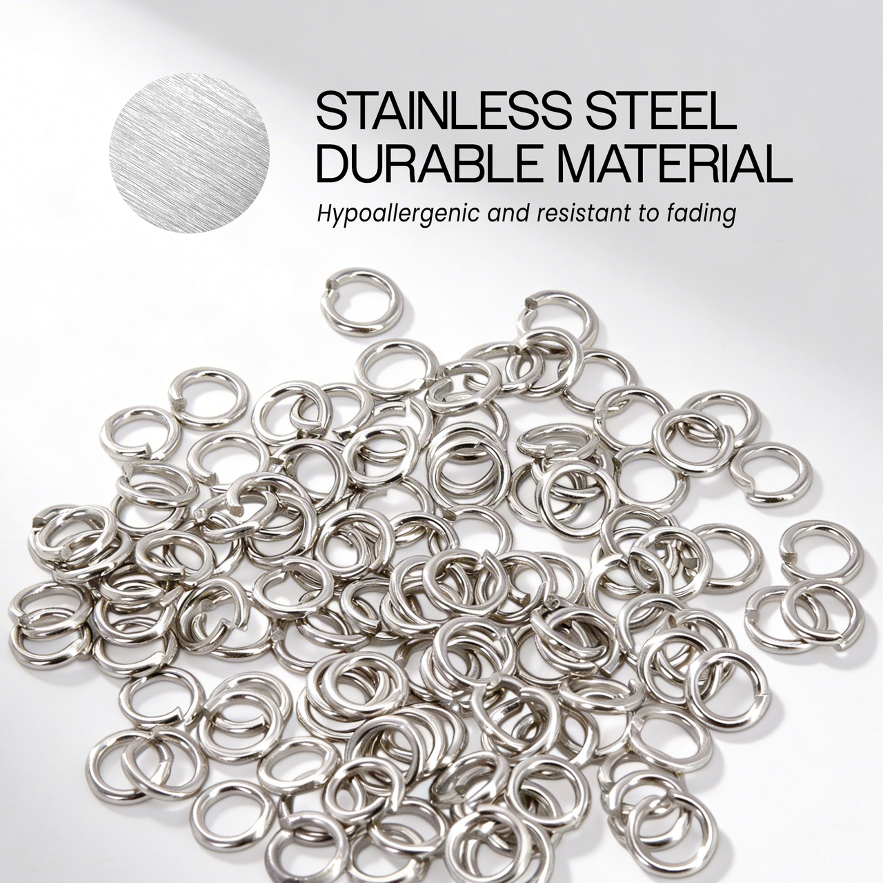 Stainless Steel Open Jump Ring Connector - Silver Tone - 100pcs