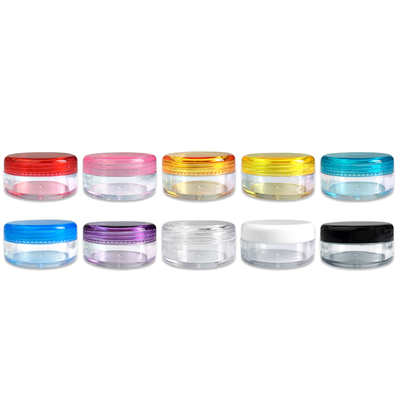 5G/5ML (0.18 oz) Plastic Cosmetic Sample Jars with Multi-Color Lids