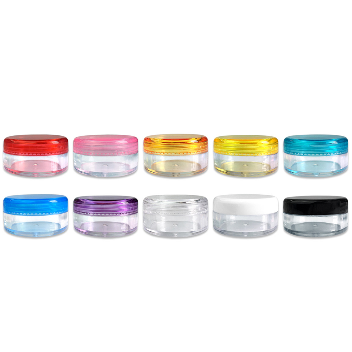 5G/5ML (0.18 oz) Plastic Cosmetic Sample Jars with Multi-Color Lids
