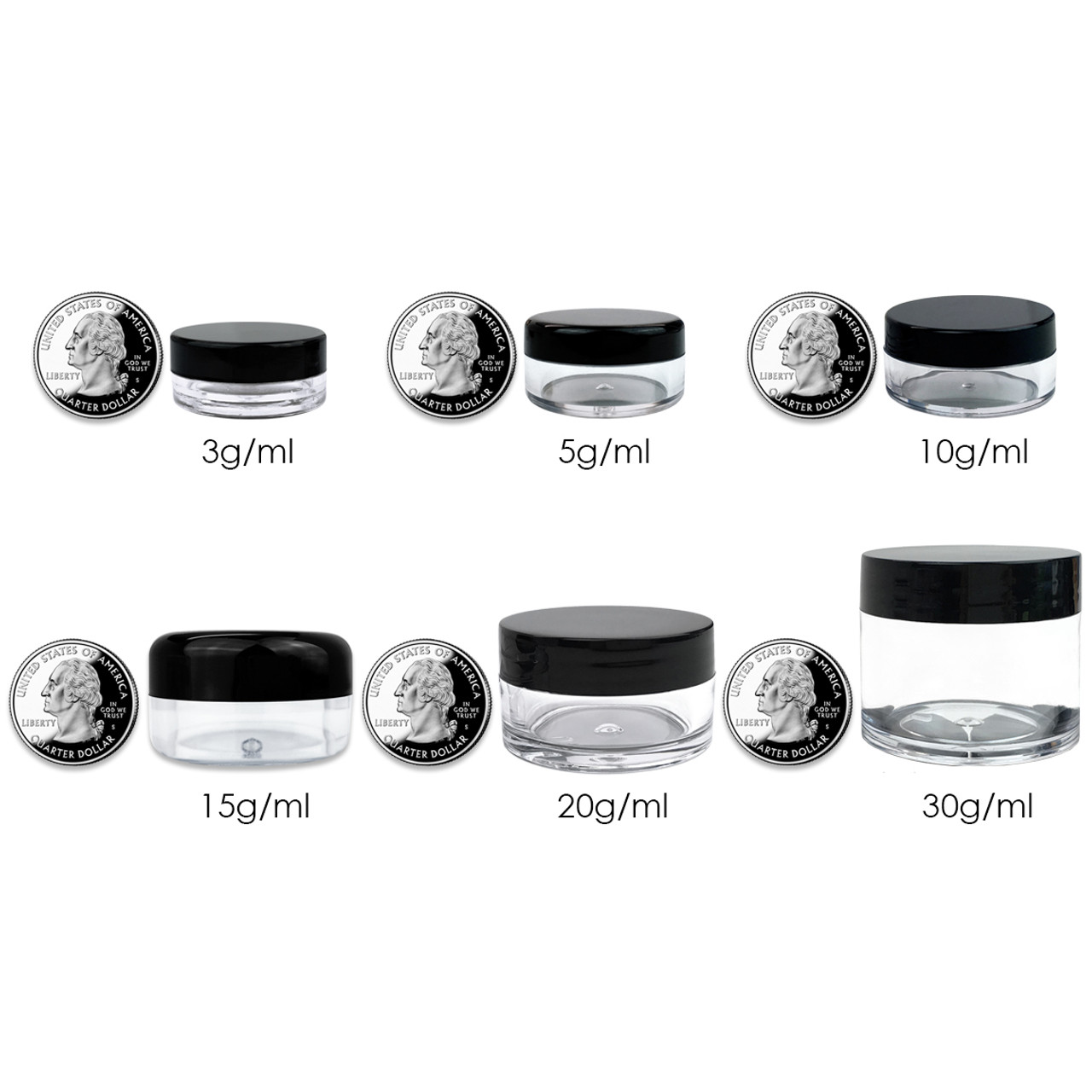 5G/5ML (0.18 oz) Plastic Cosmetic Sample Jars with Multi-Color Lids