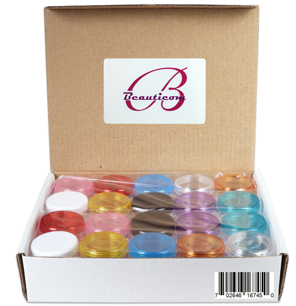 5G/5ML (0.18 oz) Plastic Cosmetic Sample Jars with Multi-Color Lids