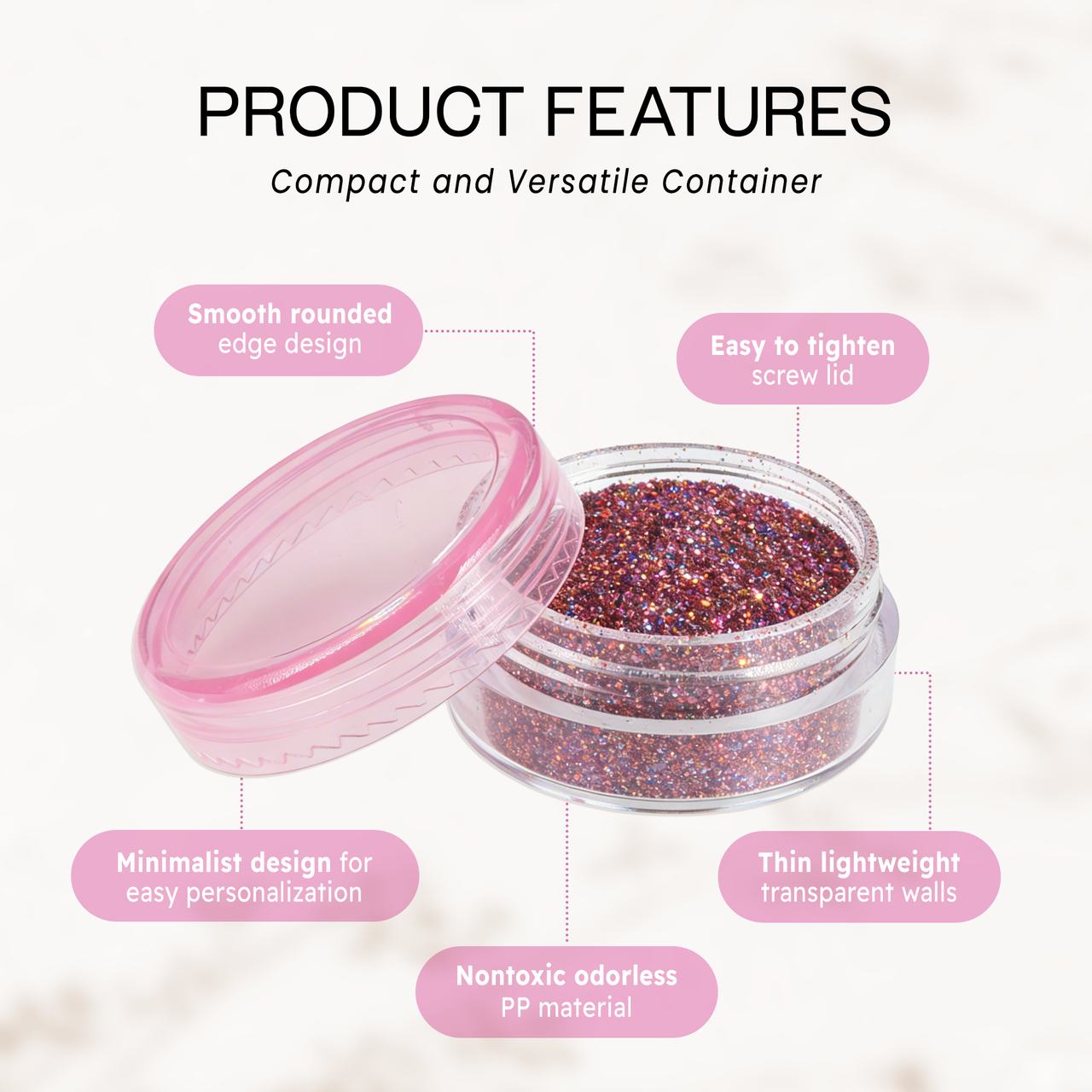 3G/3ML (0.1 oz) Plastic Cosmetic Sample Jars with Multi-Color Lids