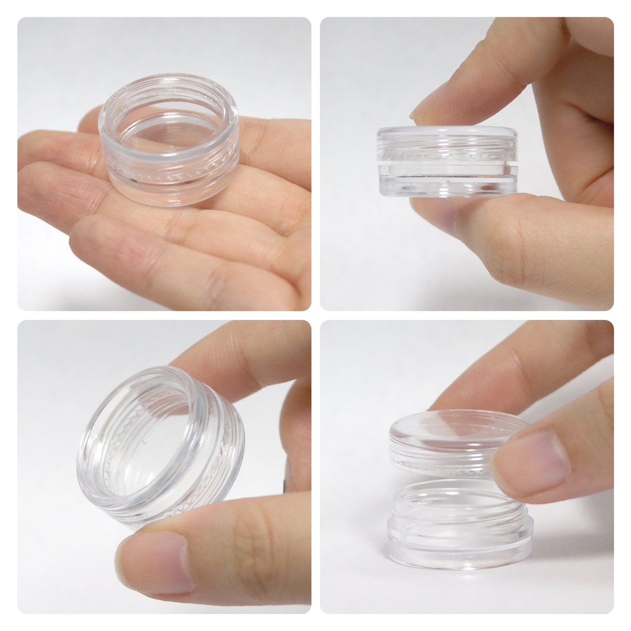 3G/3ML (0.1 oz) Plastic Cosmetic Sample Jars with Multi-Color Lids