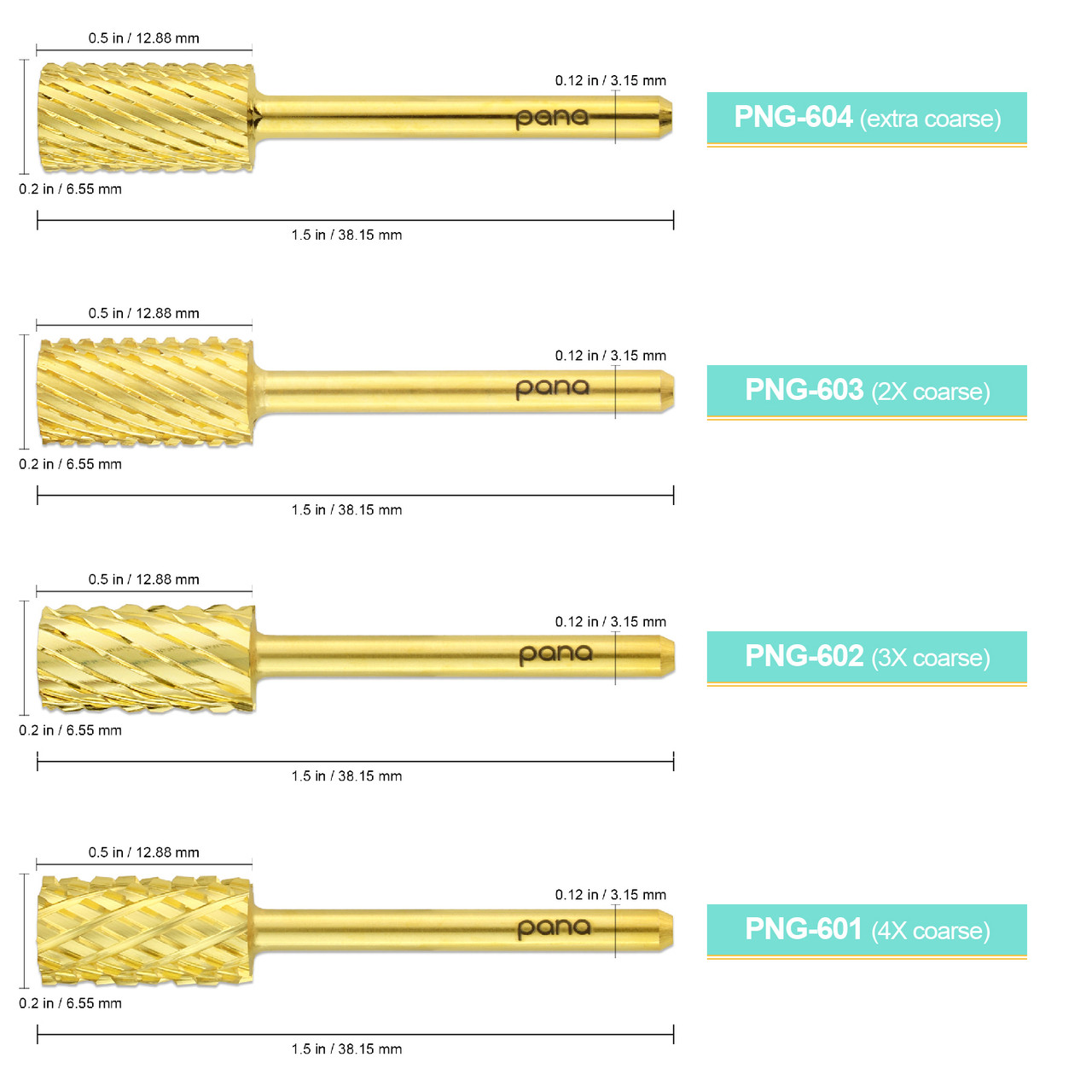 Flat Top Large Barrel Gold 1/8" Carbide Bit (XF - 4XC)