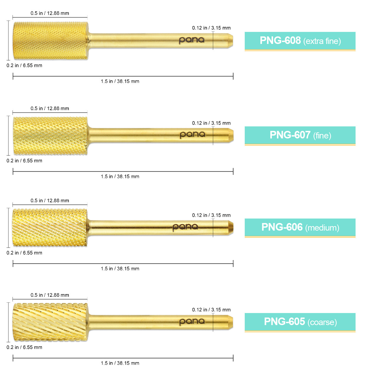 Flat Top Large Barrel Gold 1/8" Carbide Bit (XF - 4XC)