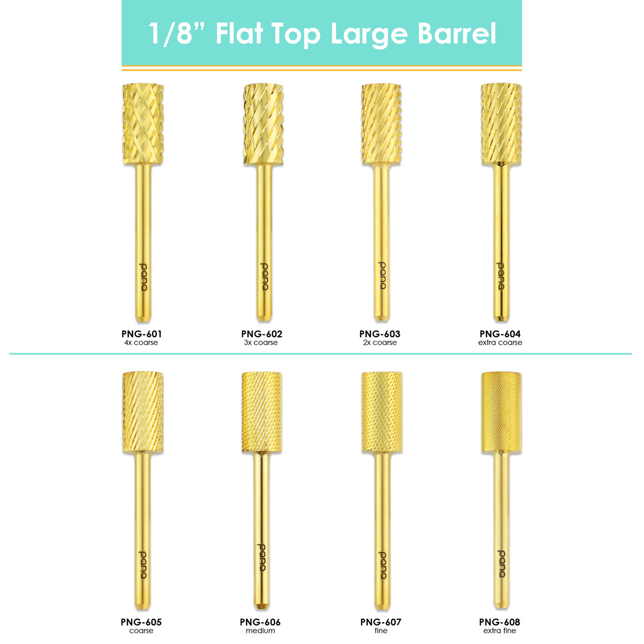 Flat Top Large Barrel Gold 1/8" Carbide Bit (XF - 4XC)