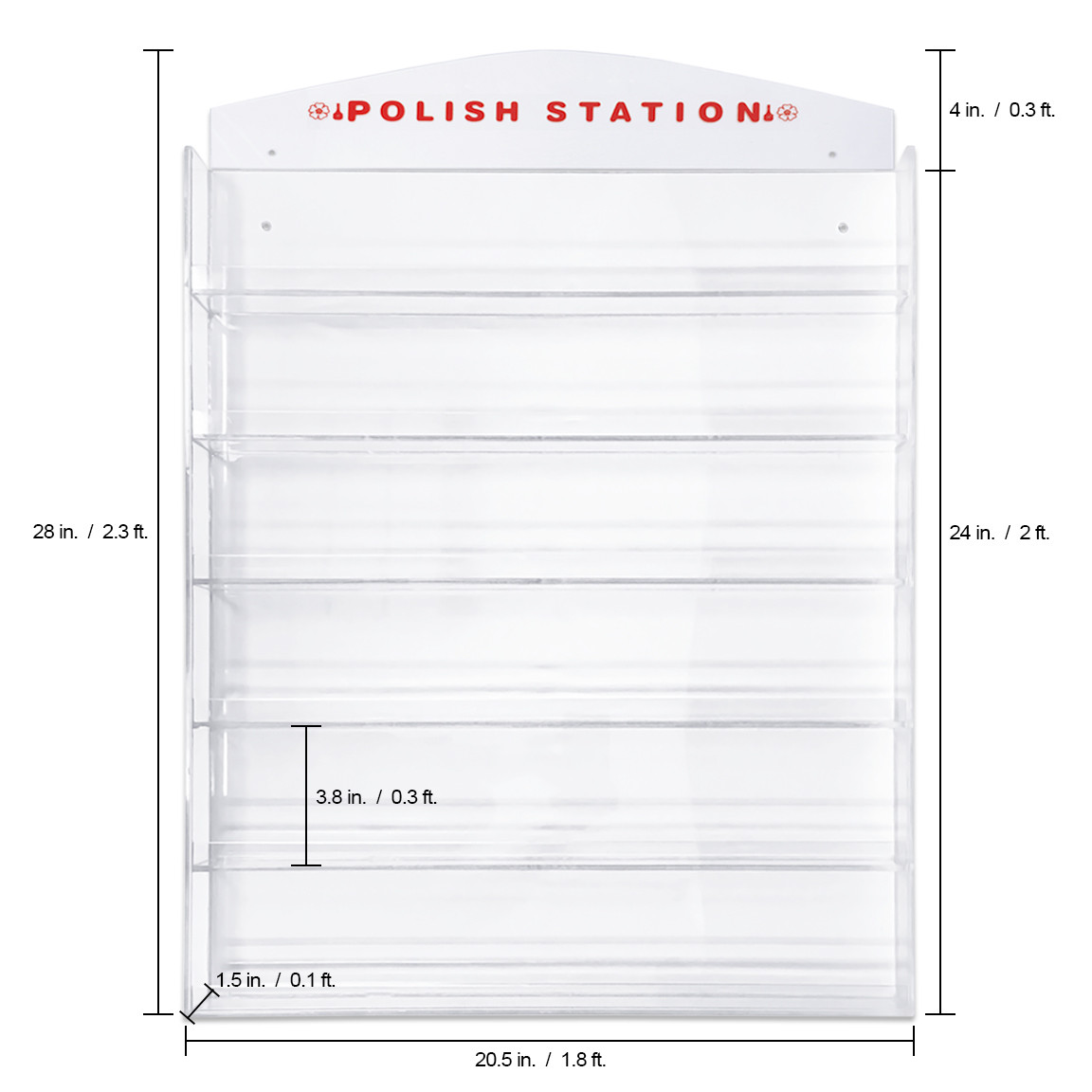 Clear Acrylic Nail Polish Wall-Mounted Rack (Fits up to 120 Bottles)