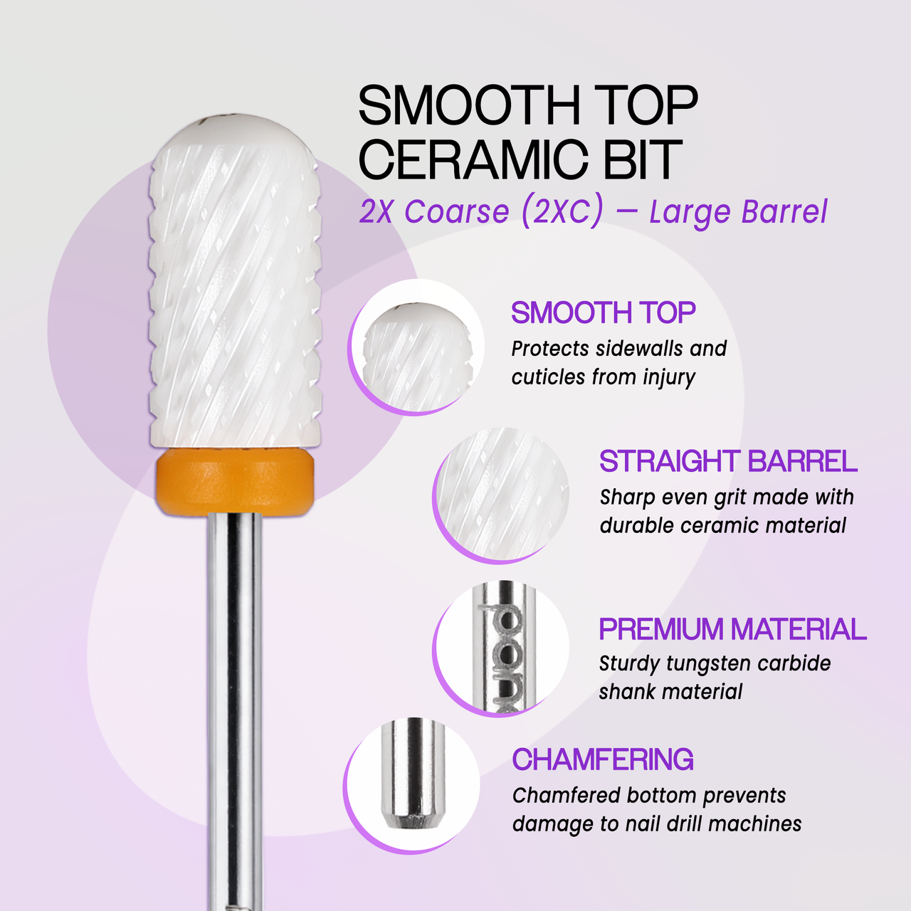 3/32" Smooth Top Large Barrel White Ceramic Bit (XF - 2XC)