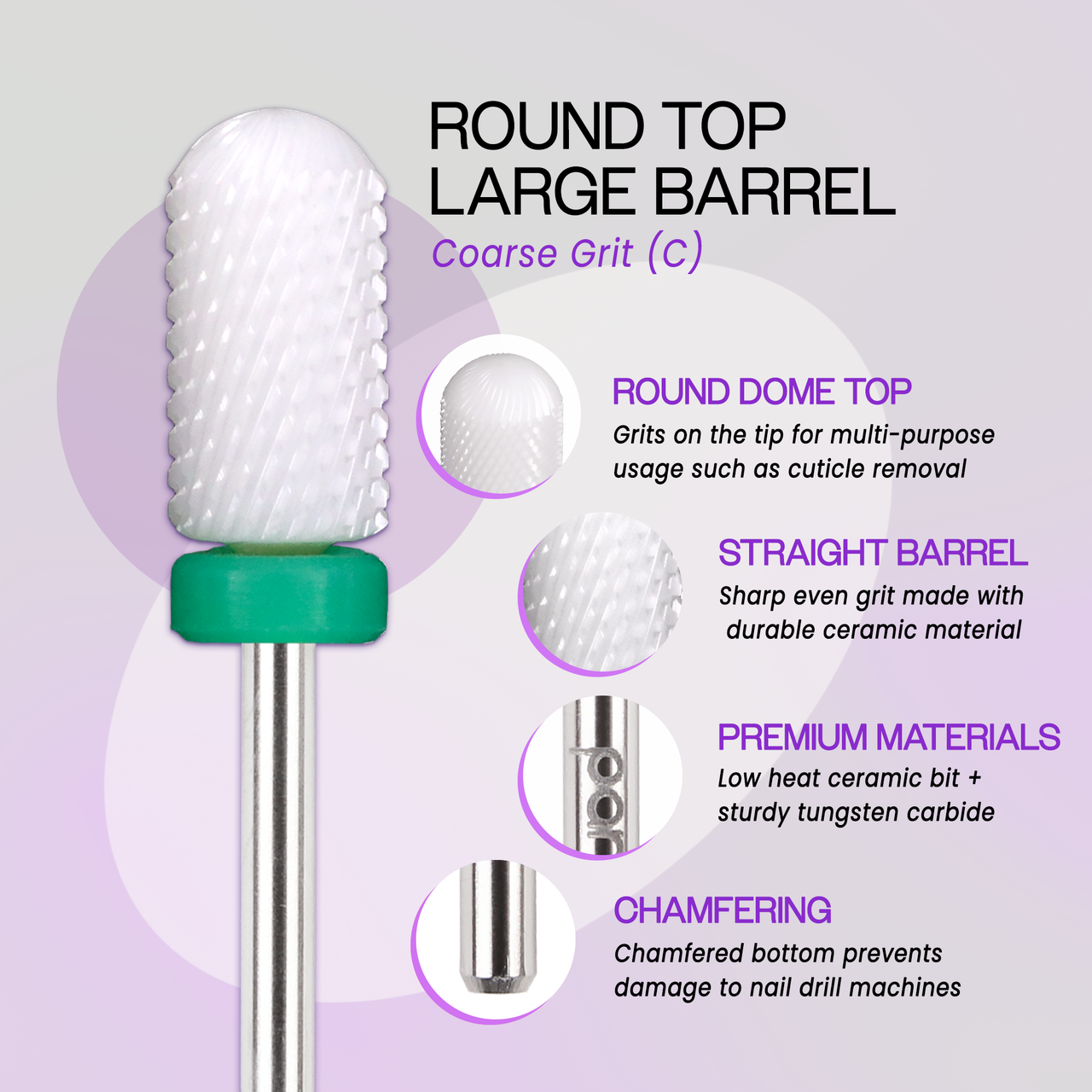 3/32" Round Top Large Barrel White Ceramic Bit (F-C)