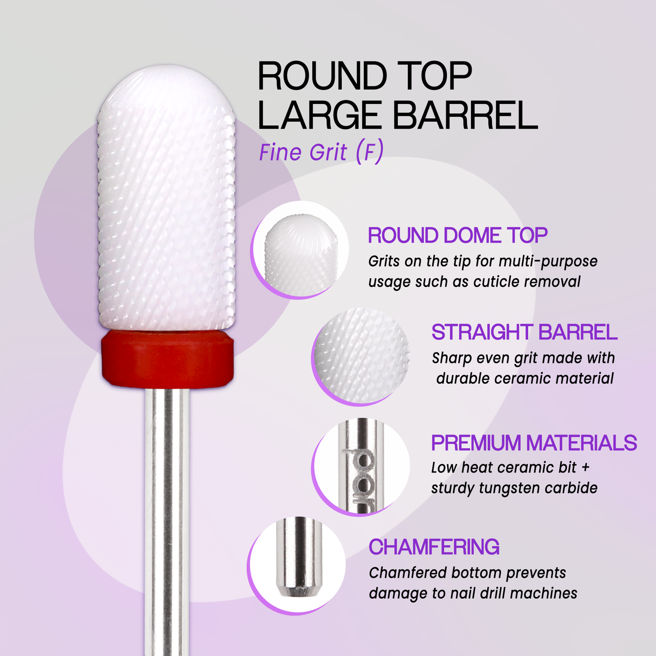 3/32" Round Top Large Barrel White Ceramic Bit (F-C)