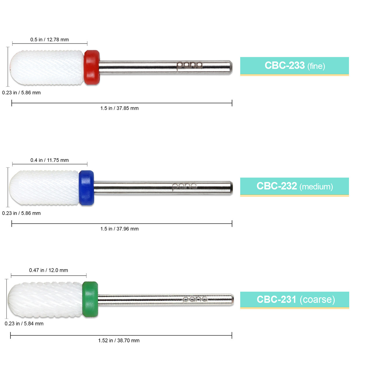 3/32" Round Top Small Barrel White Ceramic Bit (F-M)