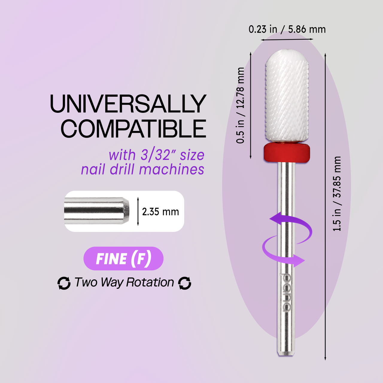 3/32" Round Top Small Barrel White Ceramic Bit (F-M)