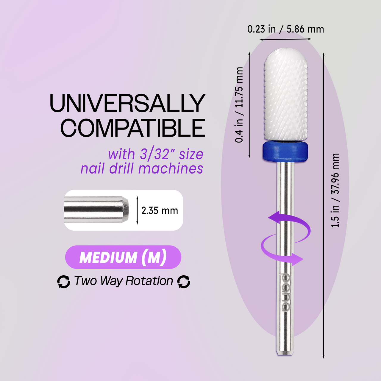 3/32" Round Top Small Barrel White Ceramic Bit (F-M)