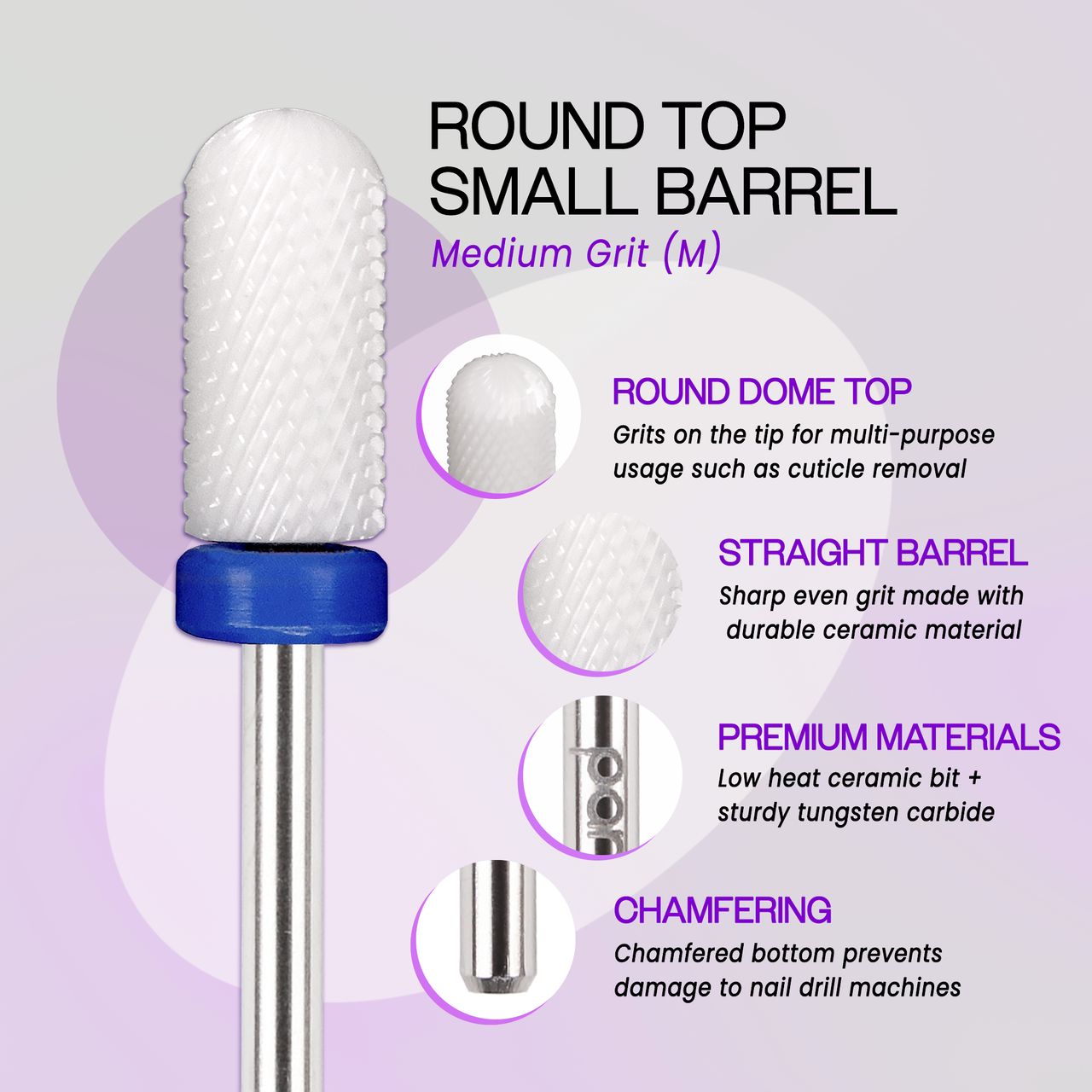 3/32" Round Top Small Barrel White Ceramic Bit (F-M)