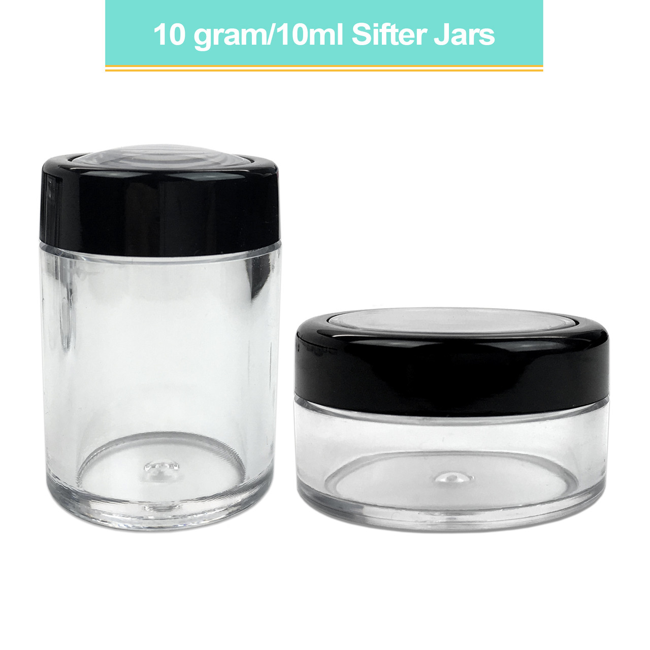 10G/10ML Sifter Clear Jar w/ Windows Lid