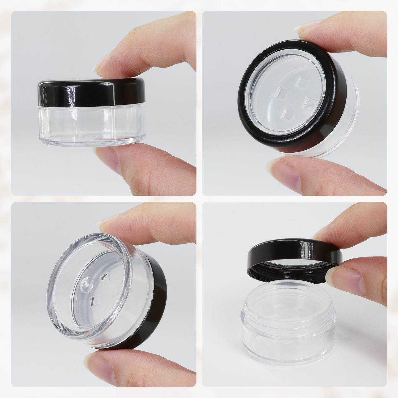 10G/10ML Sifter Clear Jar w/ Windows Lid